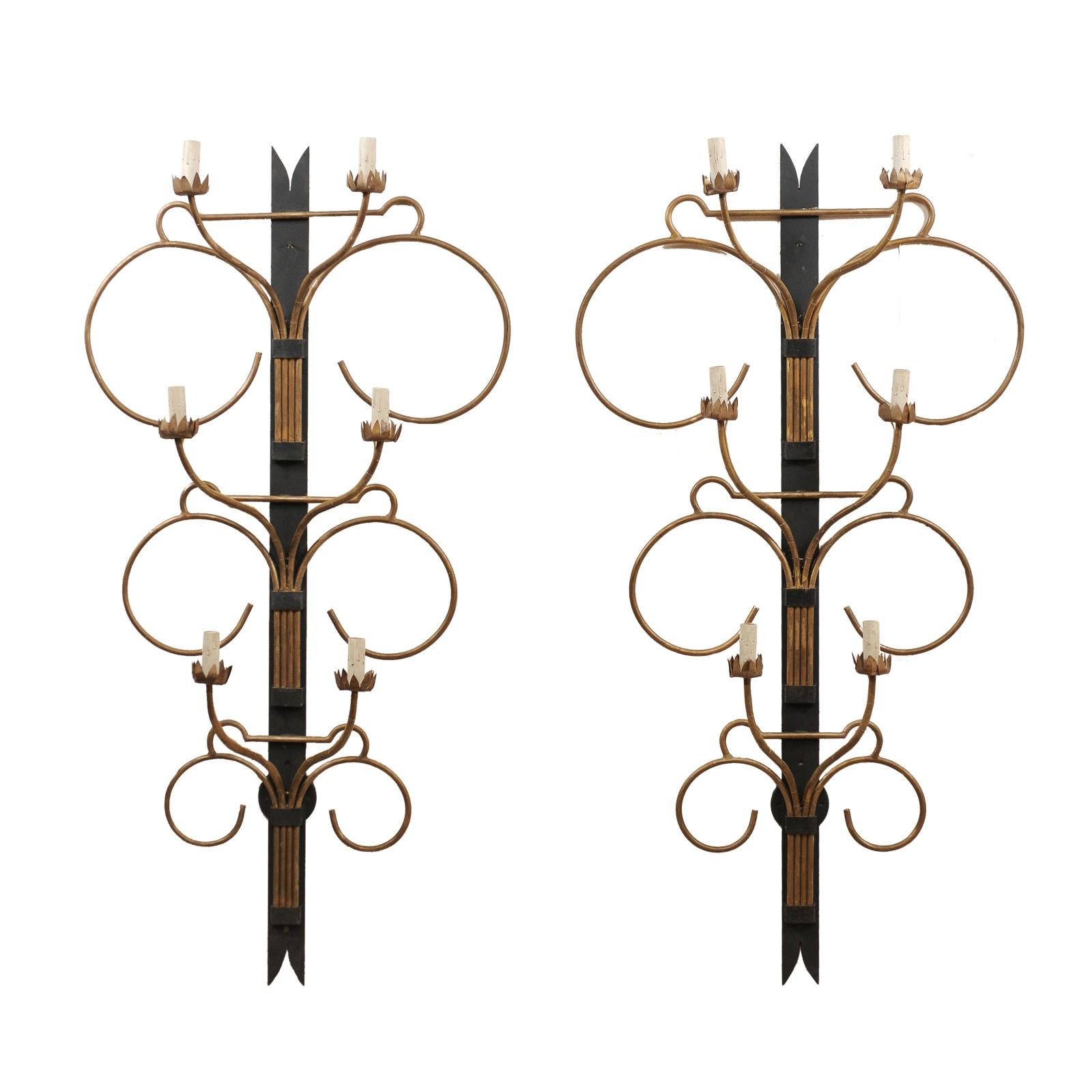 Fabulous Large Scale French Art Deco Sconces from the Mid-20th Century