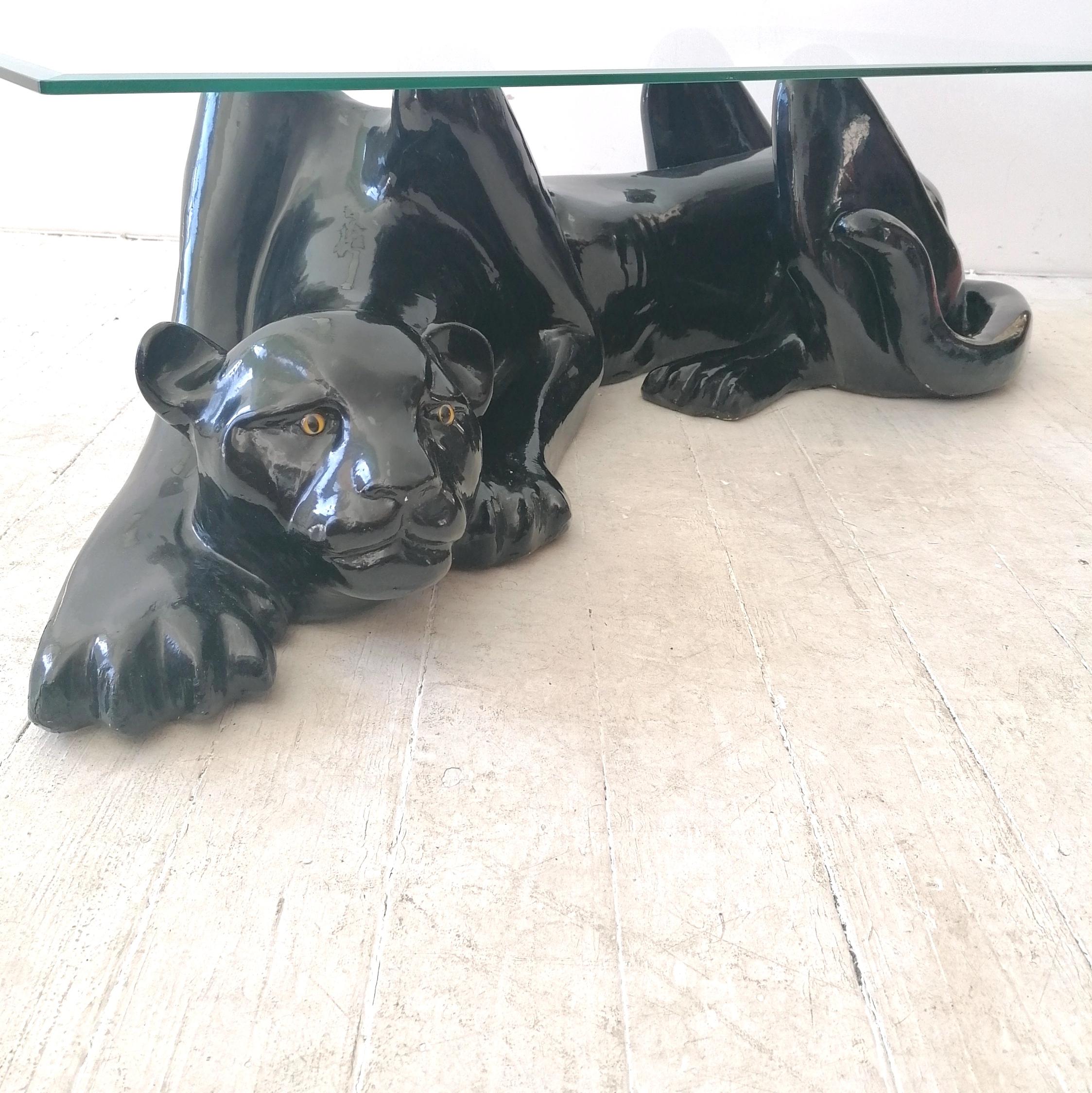 vintage black panther coffee table