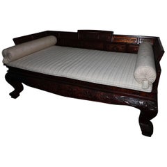 Fabulous Late 19th Century Hand Carved Mahogany and Fabulous Chinese Day Bed