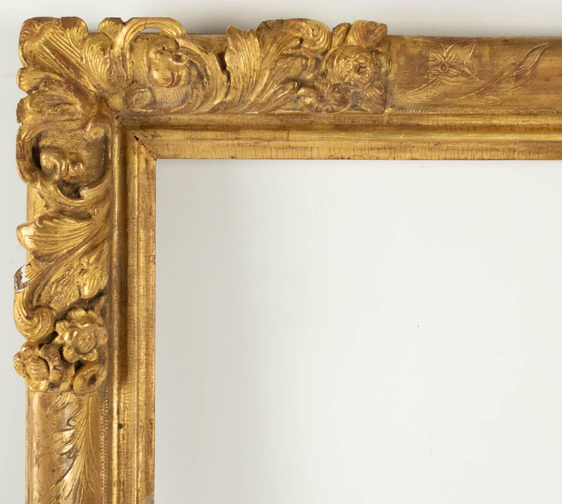 French Fabulous Louis XIV Period Frame, Mirror with Flower Corners, France 18th Century For Sale