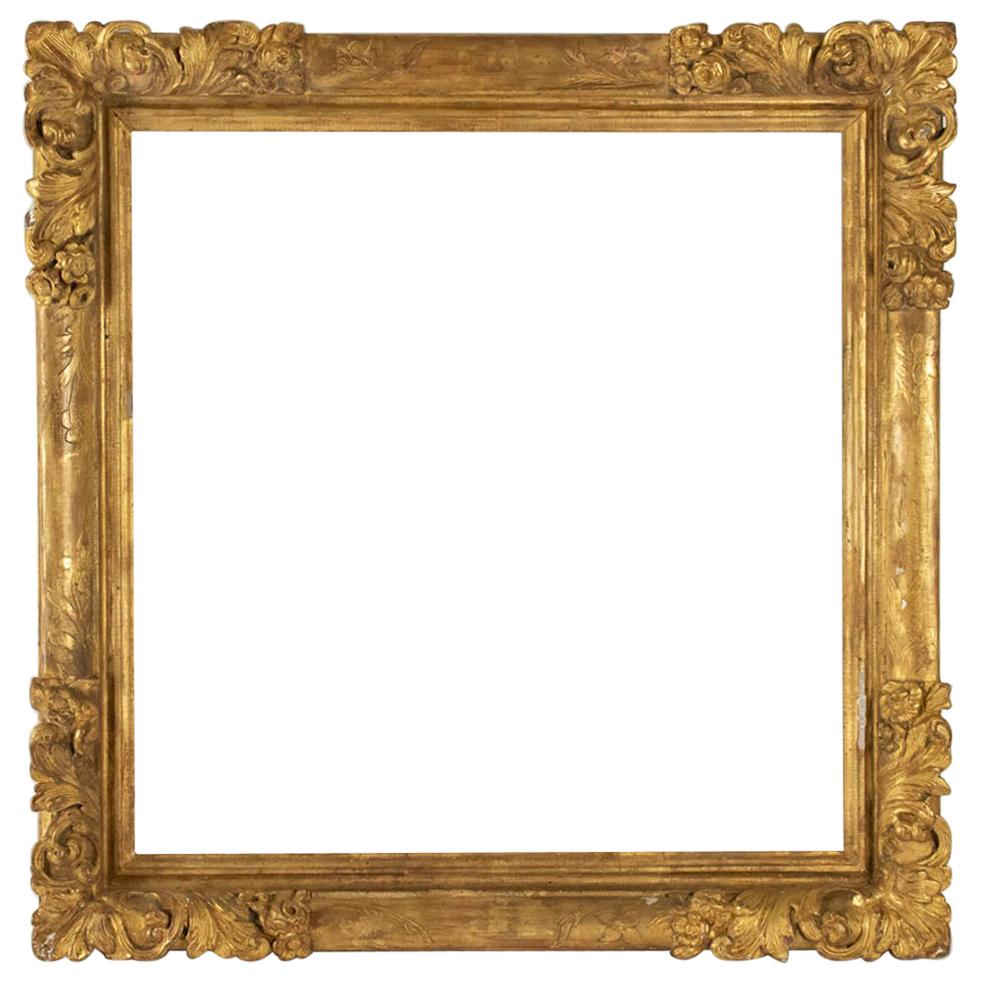 Fabulous Louis XIV Period Frame, Mirror with Flower Corners, France 18th Century For Sale