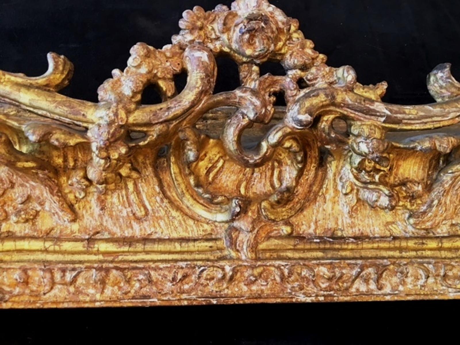 Rococo Fabulous Louis XV Period Frame, Mounted as Mirror, Rocaille Decors, France, 1750 For Sale