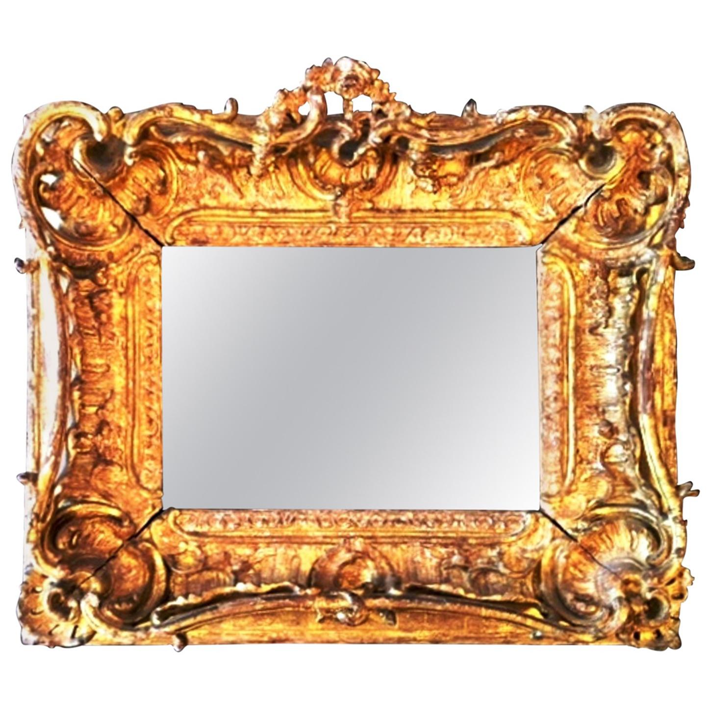 Fabulous Louis XV Period Frame, Mounted as Mirror, Rocaille Decors, France, 1750 For Sale