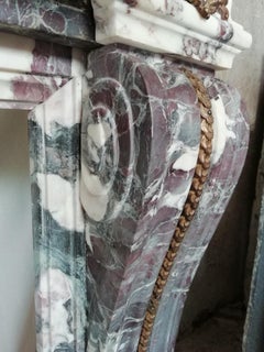 Fabulous Louis XVI Style Breccia Marble & Bronze Fireplace Mantel 20th Century