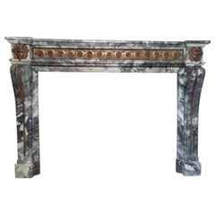Fabulous Louis XVI Style Breccia Marble 
Bronze Fireplace Mantel 20th Century