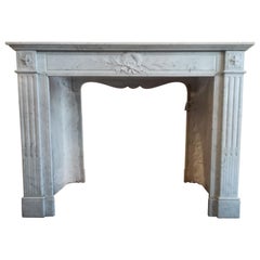 Fabulous Louis XVI Style Carrara Marble Fireplace Mantel, 19th Century