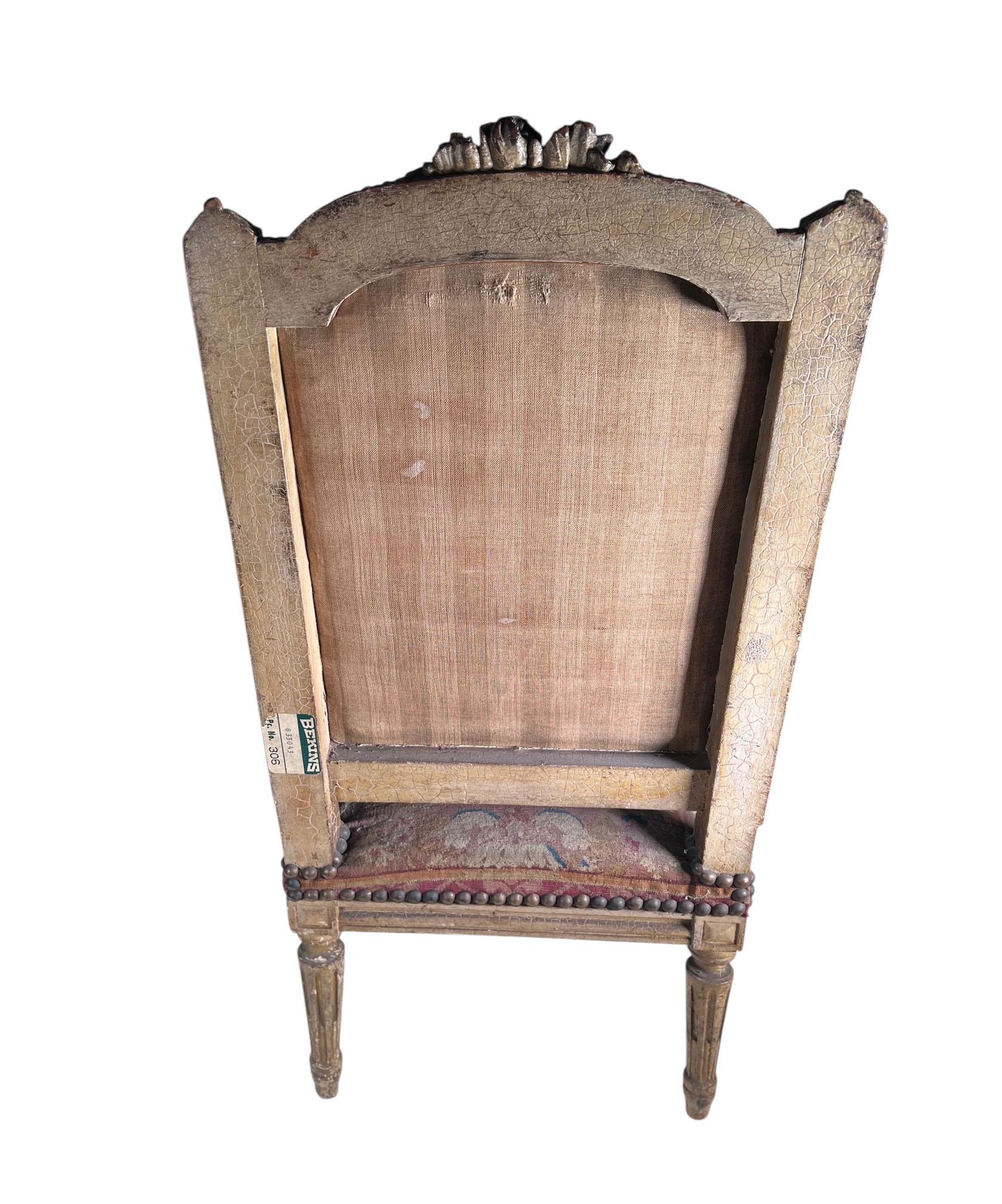 Fabuleuse chaise miniature de style Louis XVI avec tapisserie d'origine au petit point en vente 13