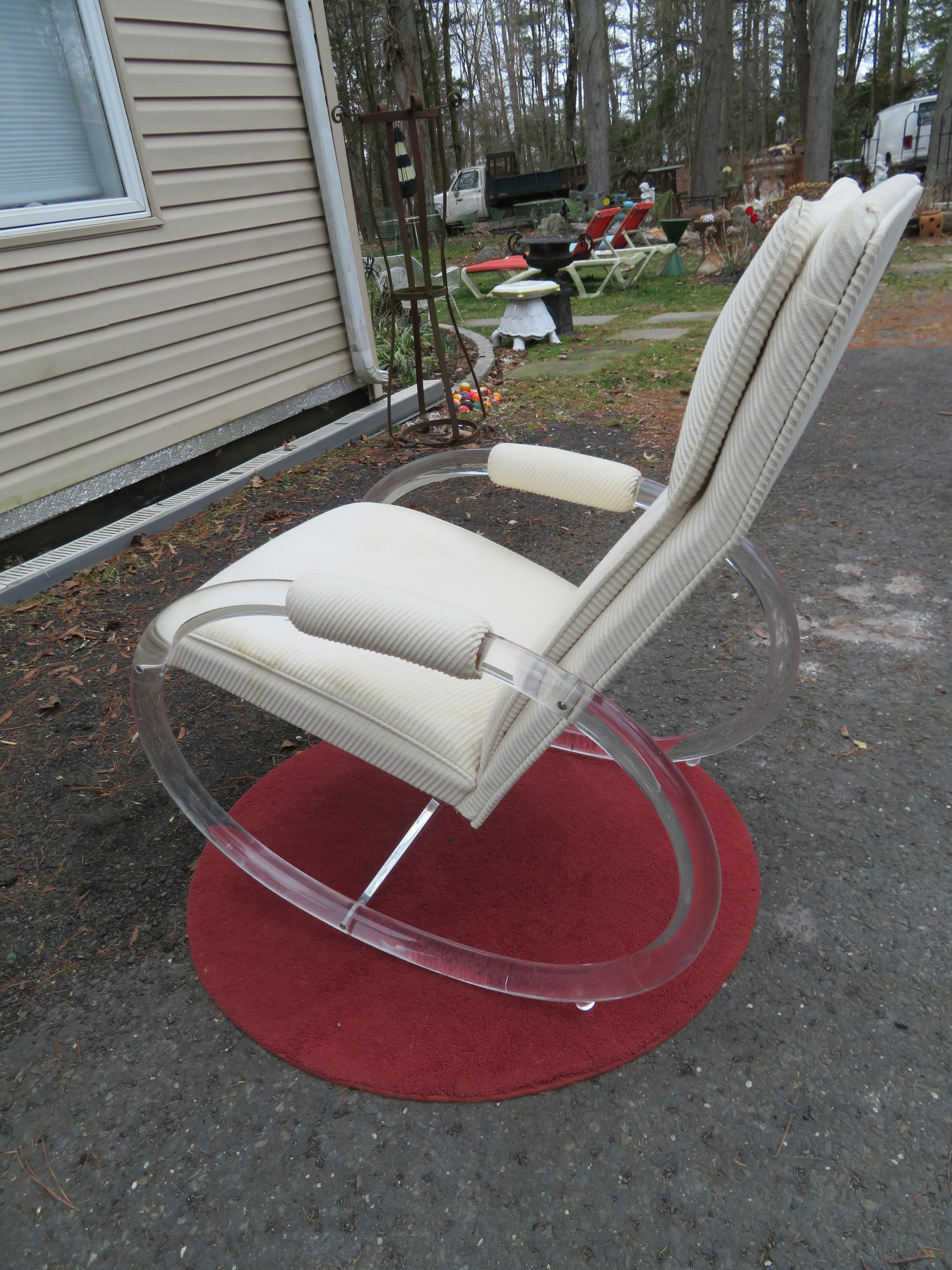 Fabulous Lucite Rocking Chair by Charles Hollis Jones For Sale 5