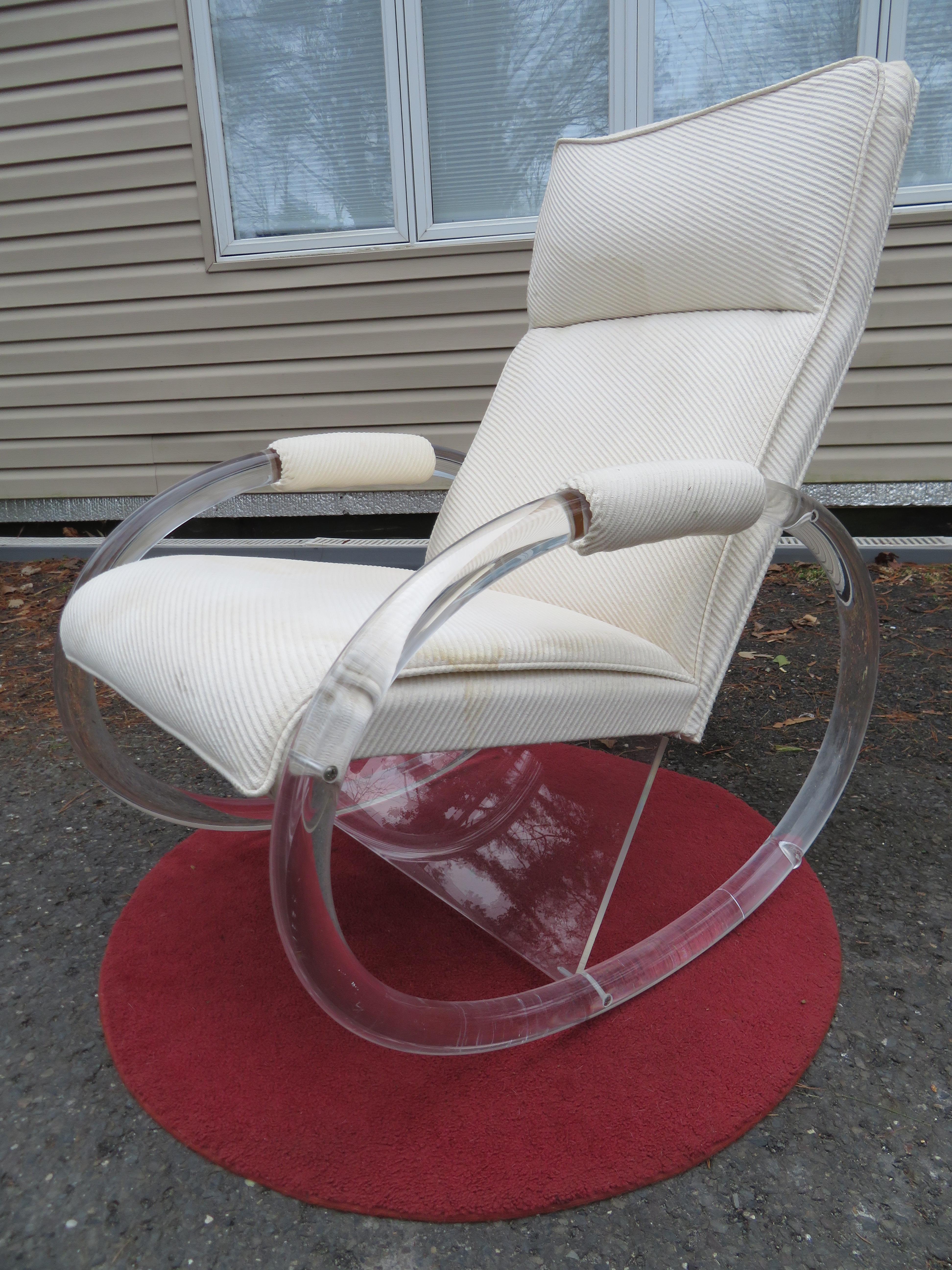 Fabulous Lucite Rocking Chair by Charles Hollis Jones For Sale 6