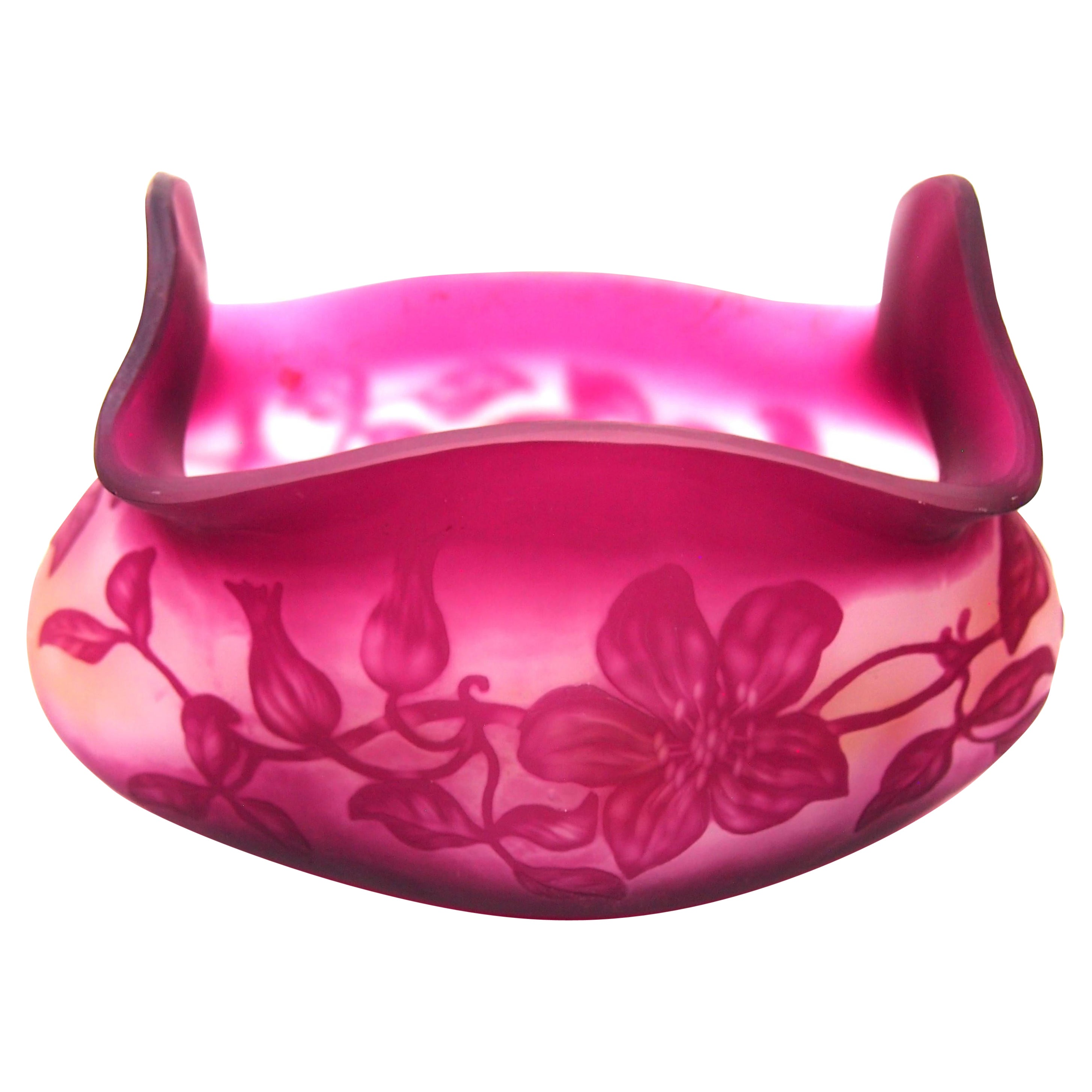 Fabulous Maroon Frères Vessière French Glass cameo vase c1901