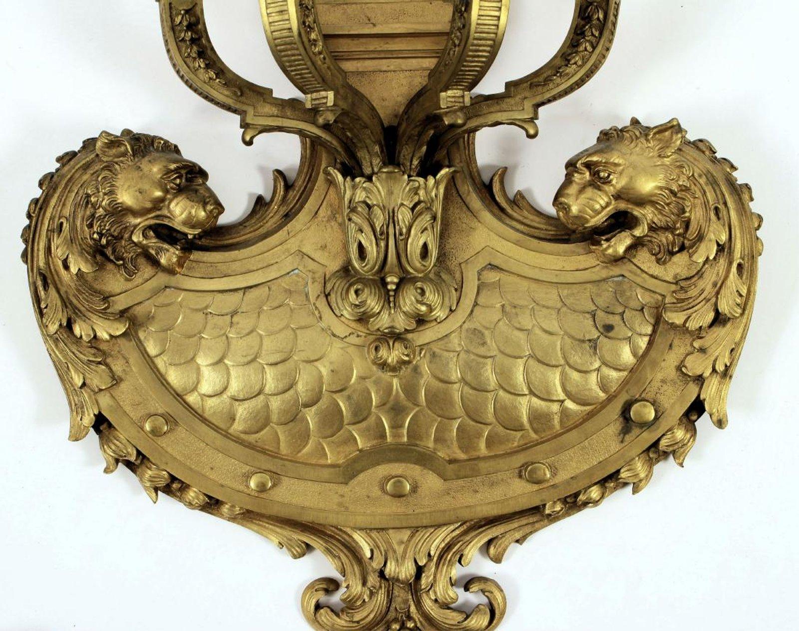Cast Fabulous, Massive Pair of Louis XIV Style Doré Bronze Sconces with Lions
