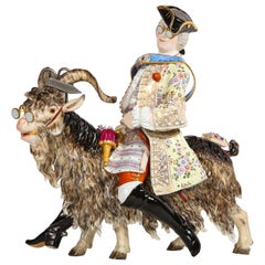 Vintage Fabulous Meissen Porcelain Group of Count Bruhl's "Tailor on a Goat"