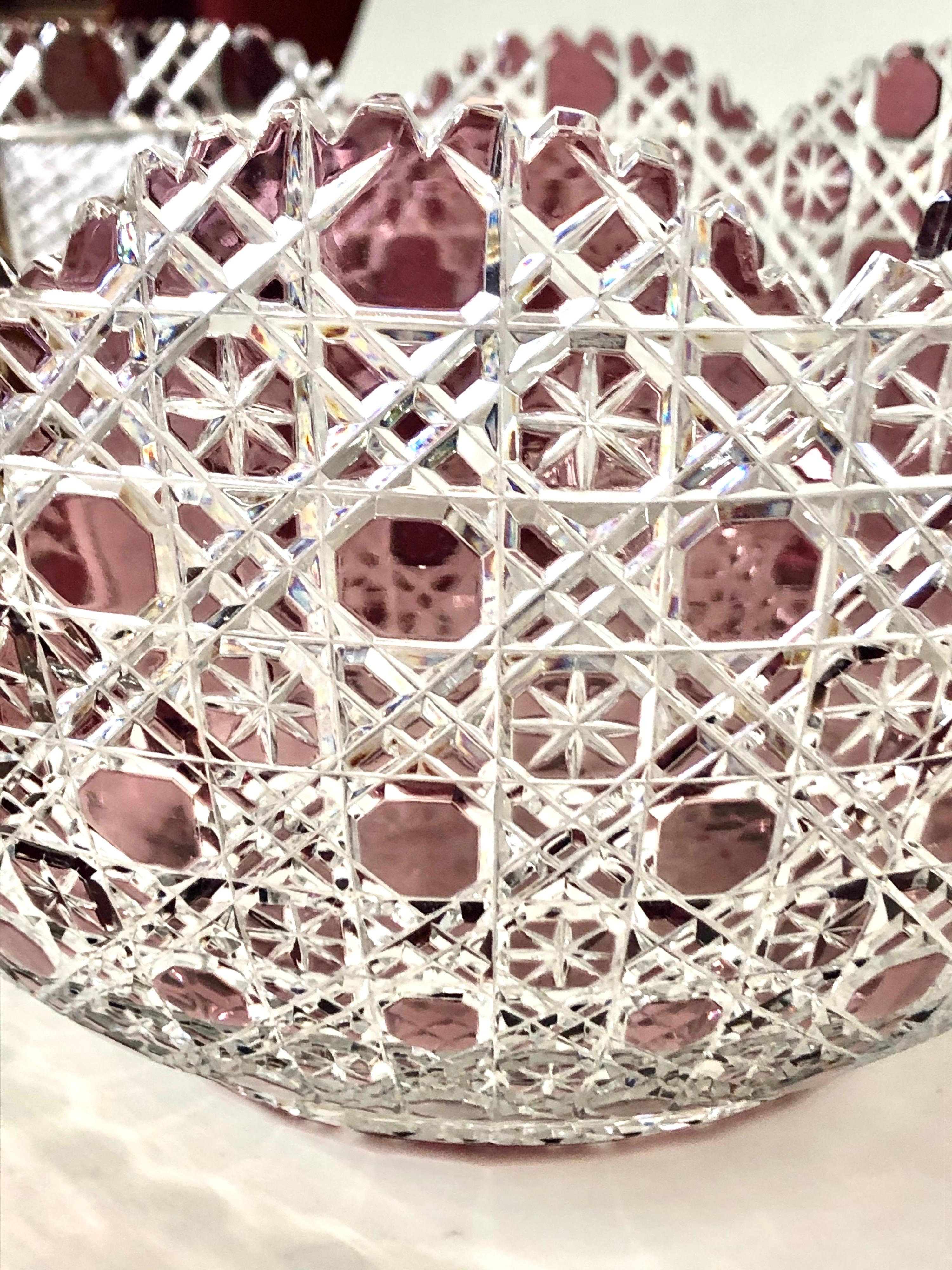 Czech Fabulous Mid-Century Bohemian Amethyst/Cranberry Overlay Cut Crystal Punch Bowl