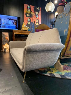 Fabulous Mid Century Settee in New Pierre Frey Fabric