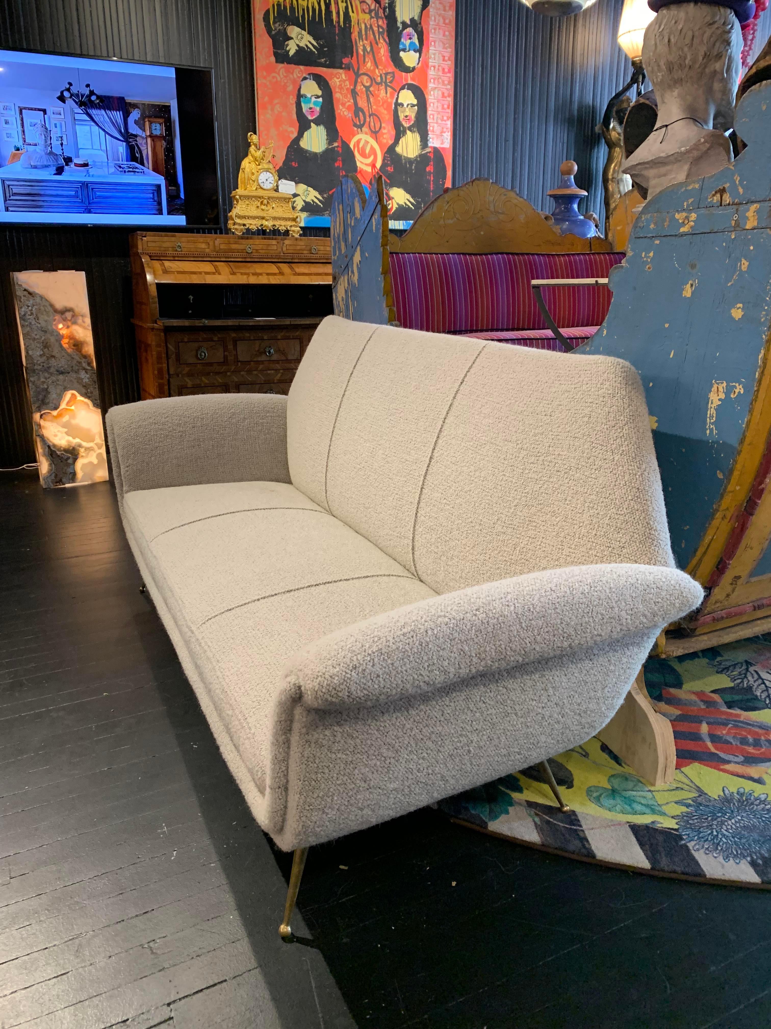 Mid-Century Modern Fabulous Mid Century Settee in New Pierre Frey Fabric For Sale