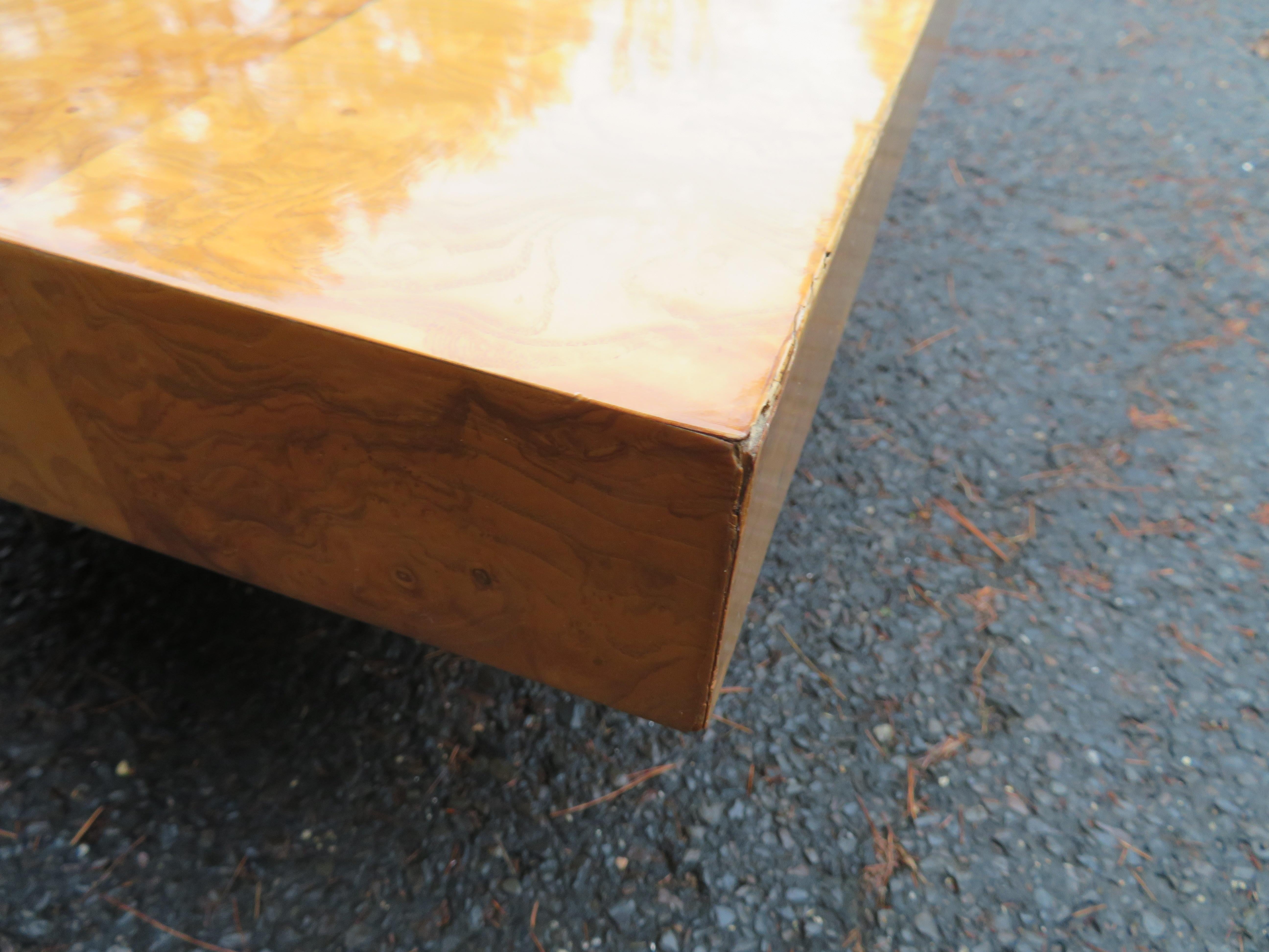 Fabulous Milo Baughman Burl Wood Chrome Cube Coffee Table, Mid-Century Modern For Sale 6