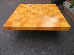 Fabulous Milo Baughman Burl Wood Chrome Cube Coffee Table, Mid-Century Modern
