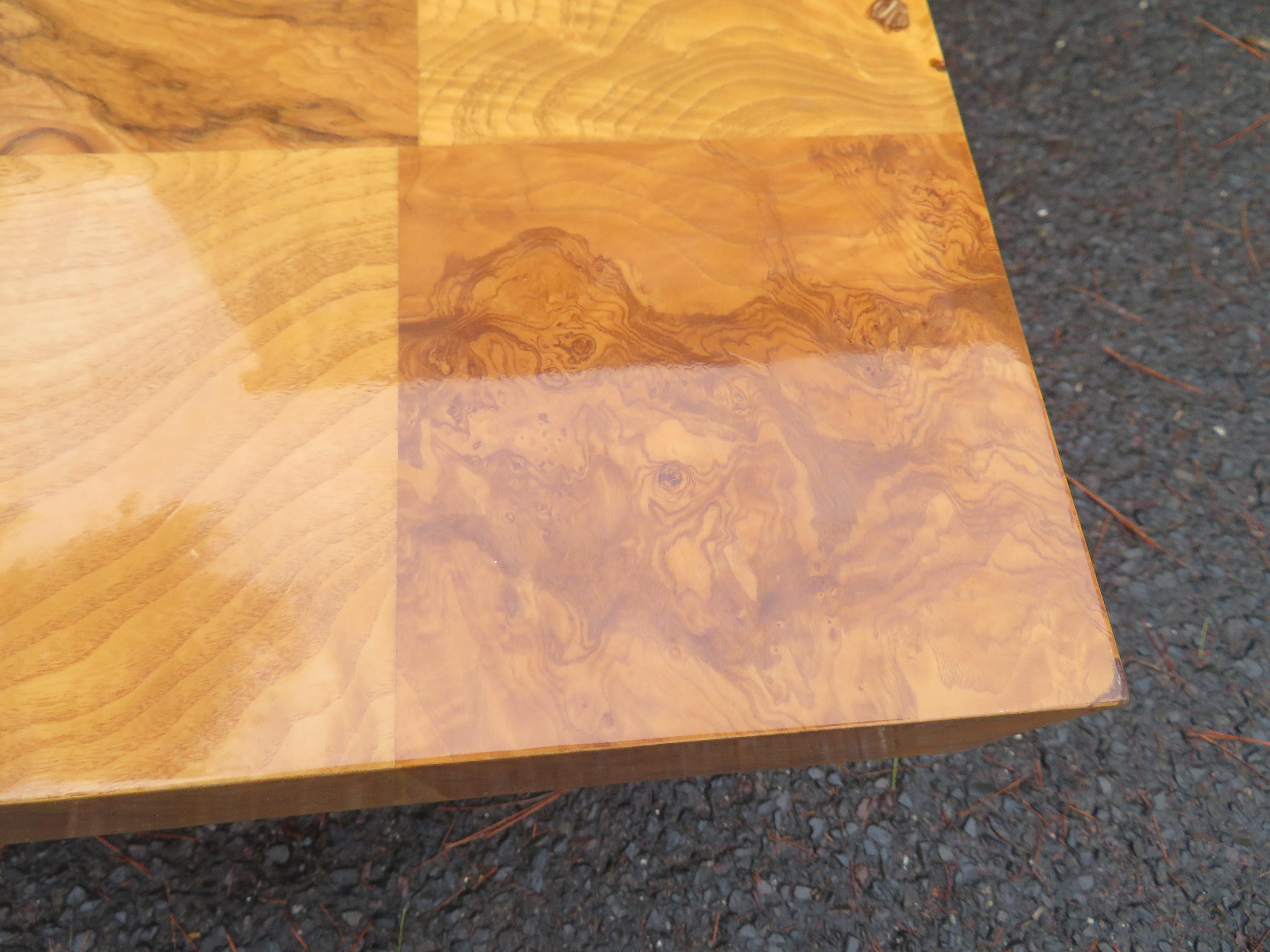 American Fabulous Milo Baughman Burl Wood Chrome Cube Coffee Table, Mid-Century Modern For Sale