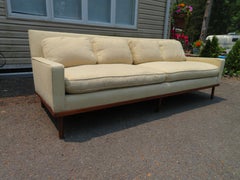 Fabulous Milo Baughman Style Walnut Base Sofa Mid-Century Modern