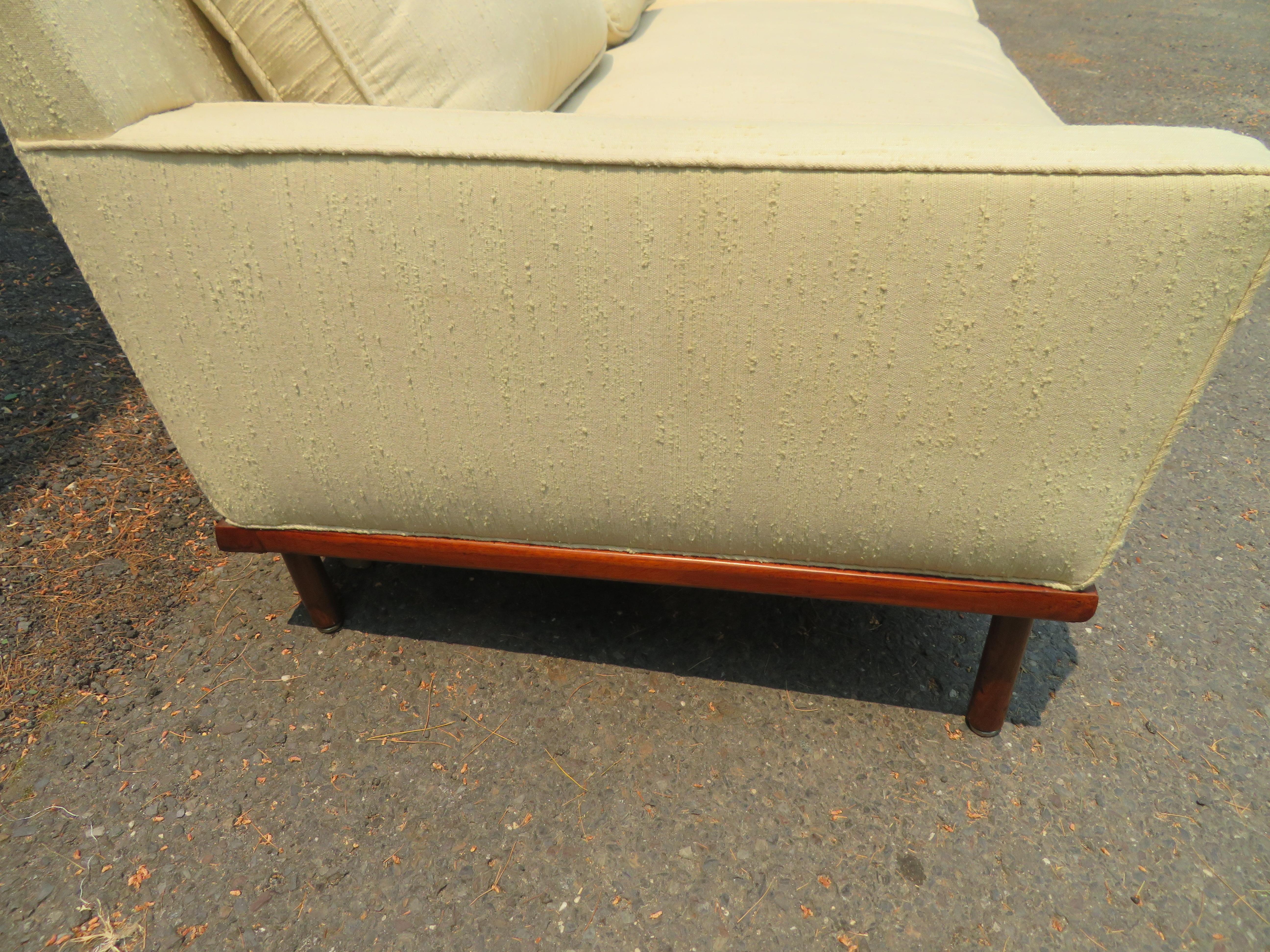 Mid-20th Century Fabulous Milo Baughman Style Walnut Base Sofa Mid-Century Modern For Sale