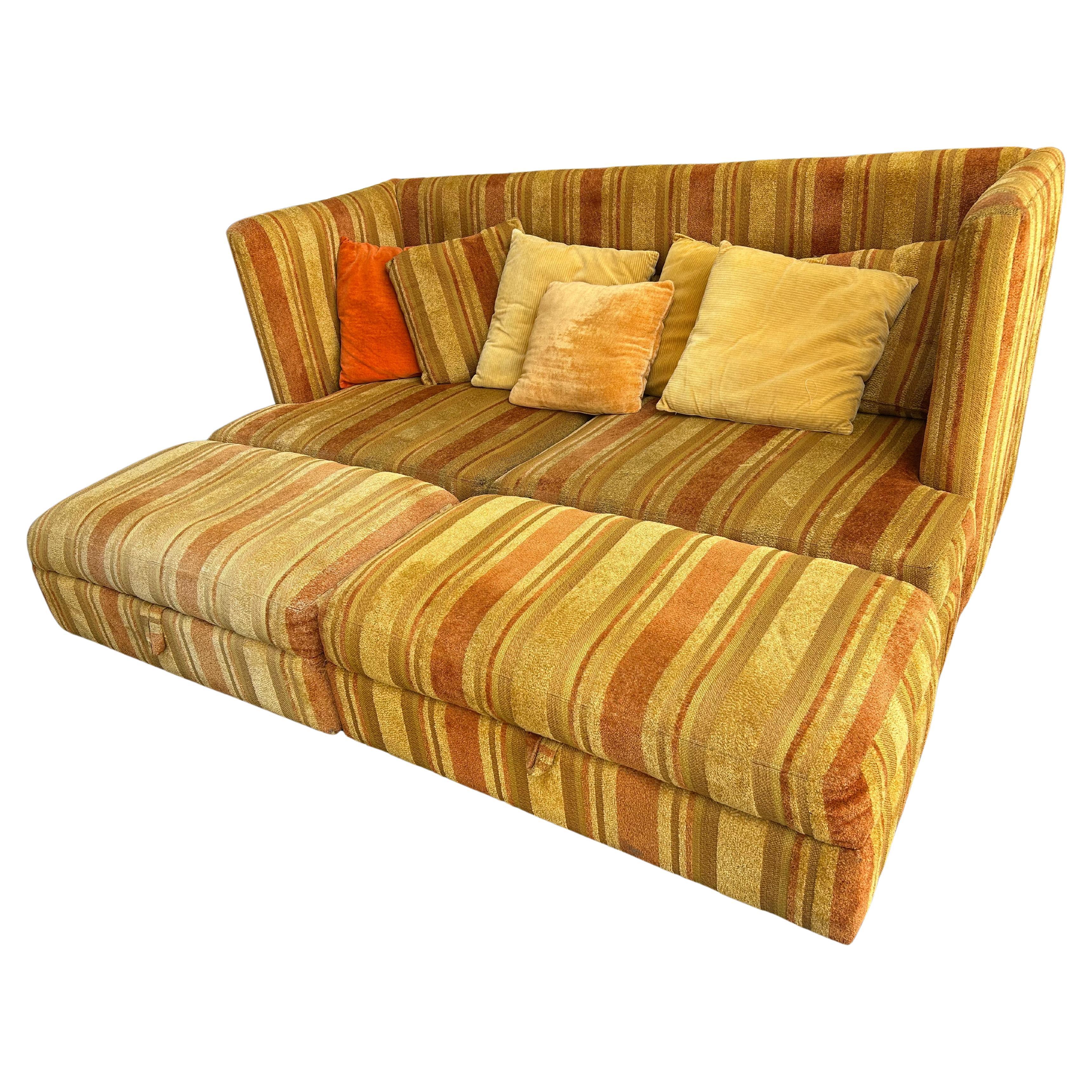 Fabulous Milo Baughman Thayer Coggin Shelter Sofa 2 Ottoman Mid-Centuy Modern