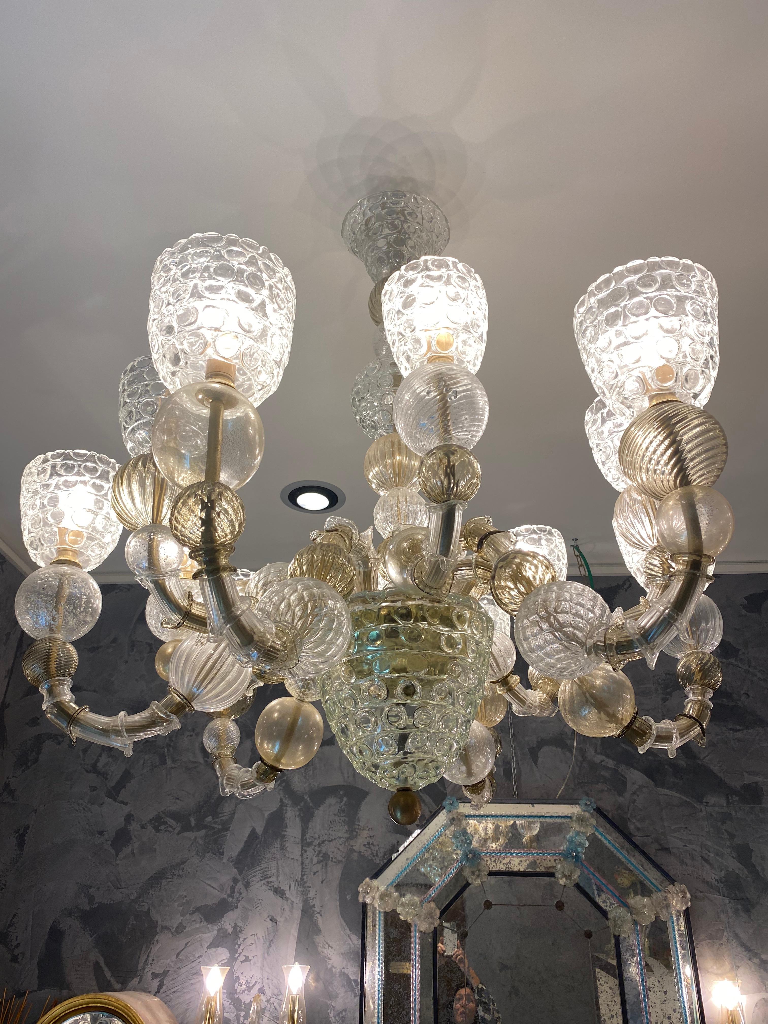 Fabulous Modern Art Deco Style Murano Glass Chandelier For Sale 2