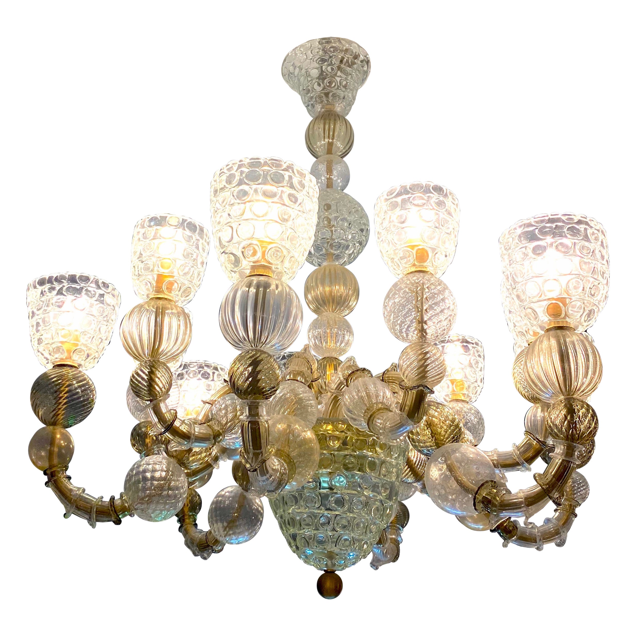 Favoloso lampadario moderno in vetro di Murano in stile Art Deco