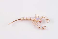 Fabulous Moonstone Yellow Gold "Scorpion" Brooch