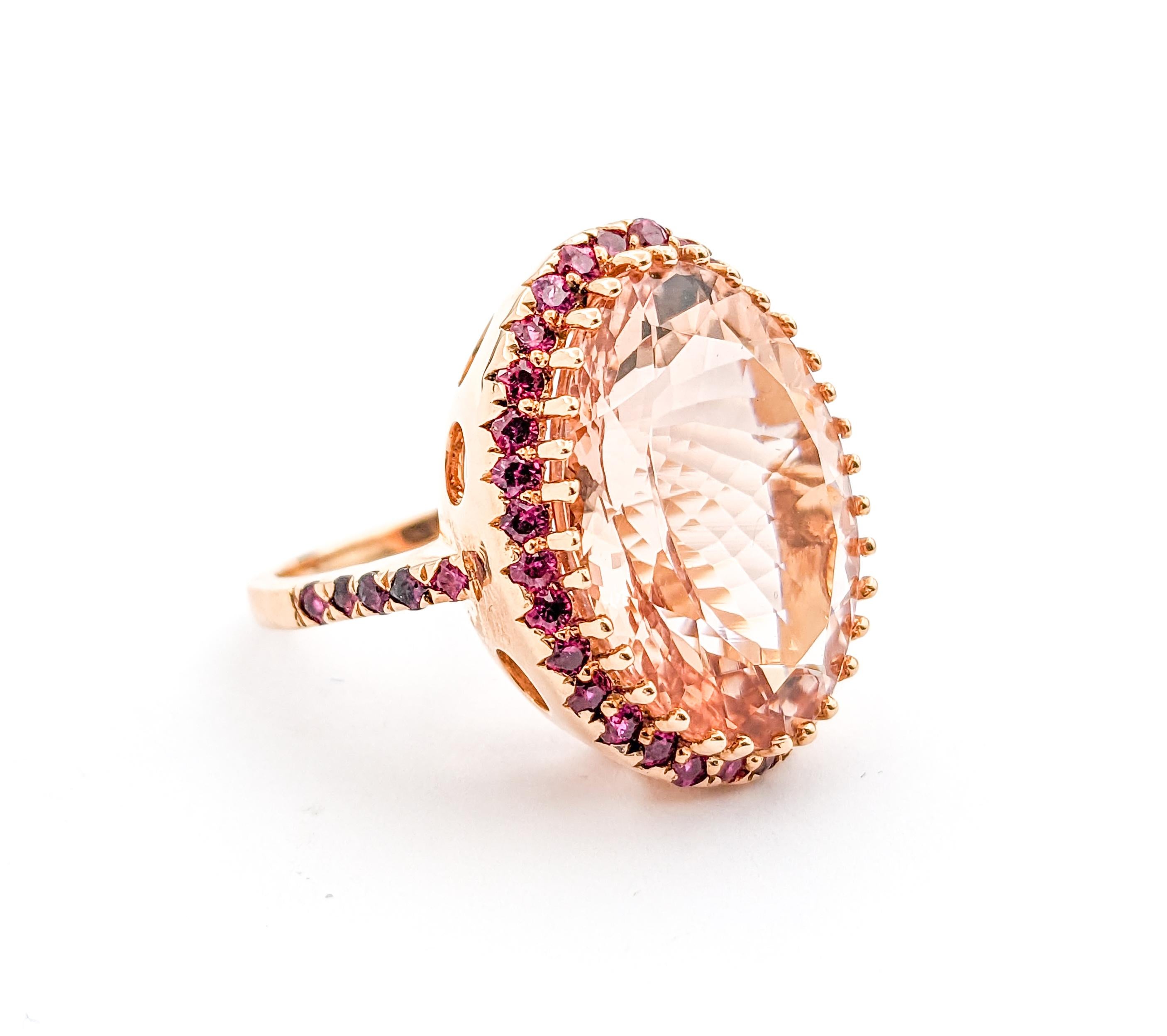 Fabulous Morganite & Ruby Cocktail Ring In Excellent Condition For Sale In Bloomington, MN