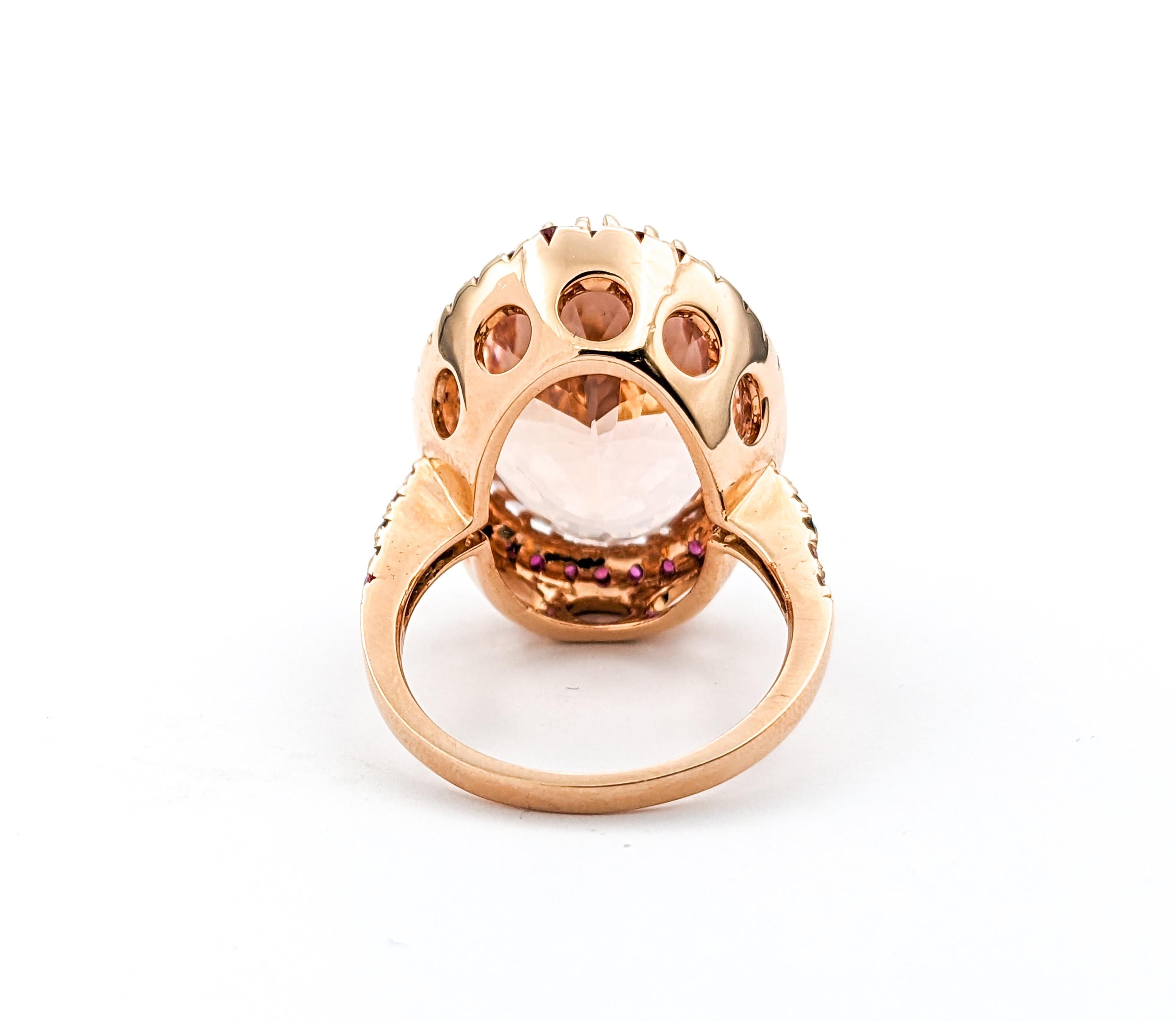 Fabulous Morganite & Ruby Cocktail Ring For Sale 1