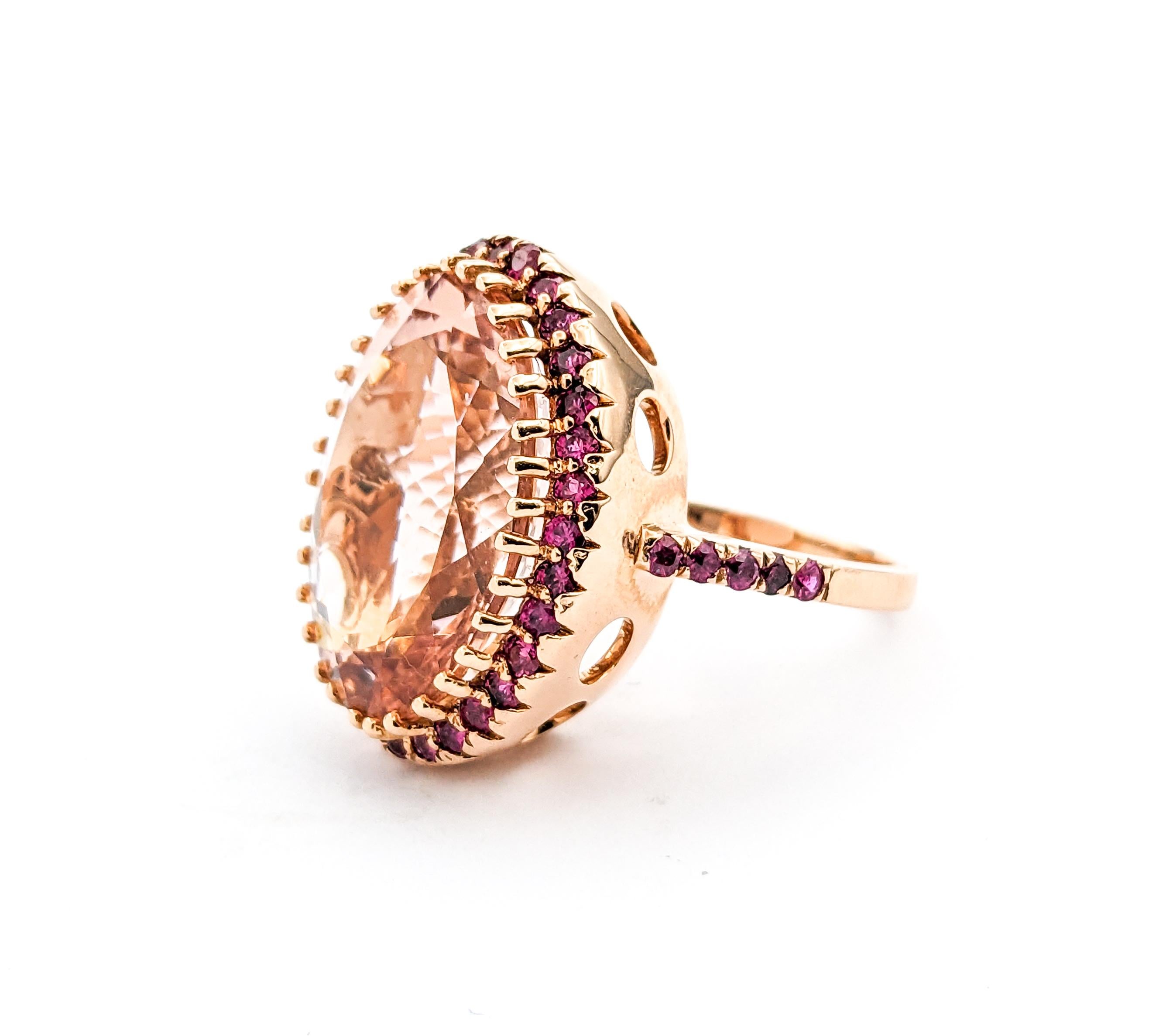 Fabulous Morganite & Ruby Cocktail Ring For Sale 2
