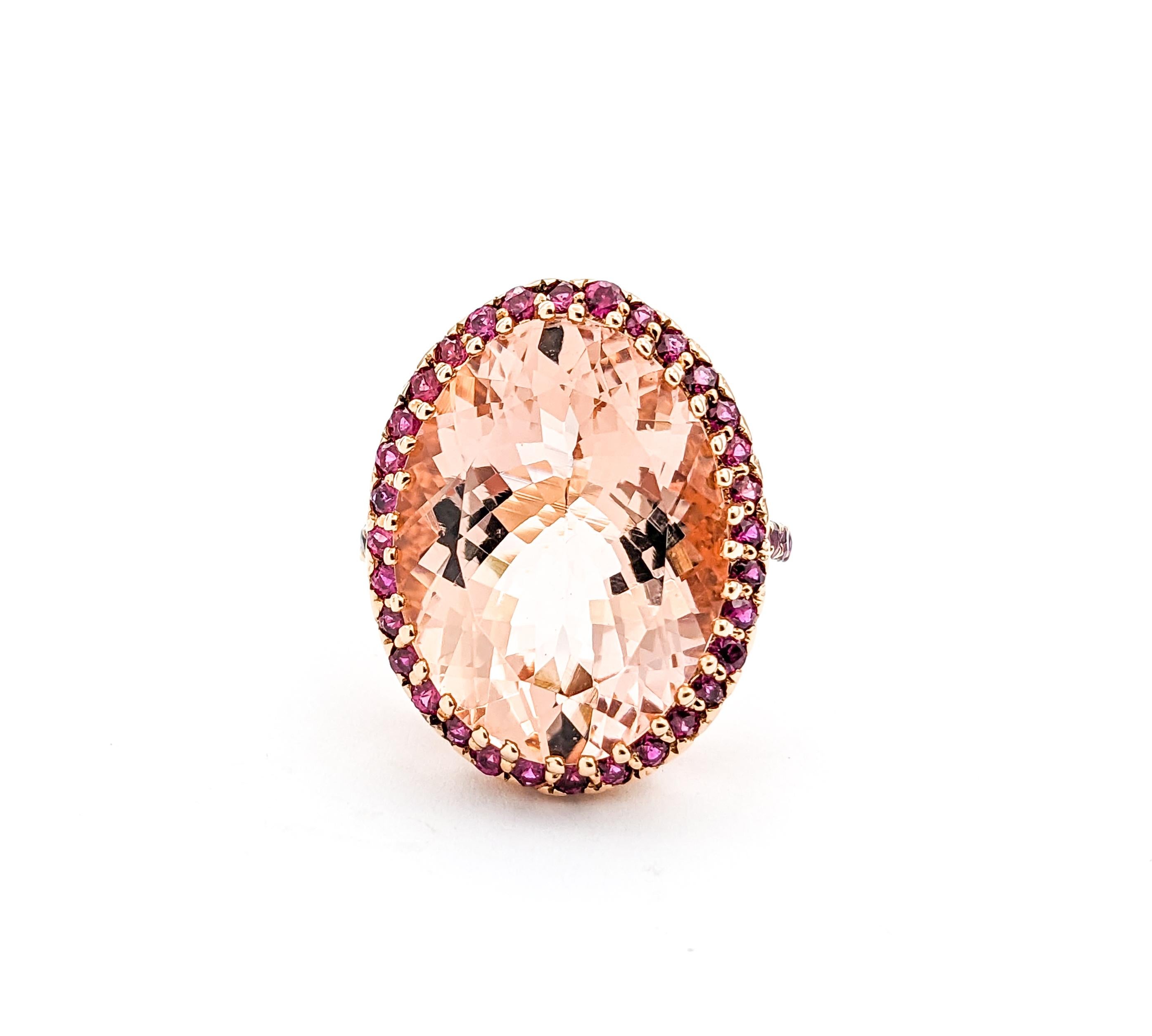Fabulous Morganite & Ruby Cocktail Ring For Sale 3