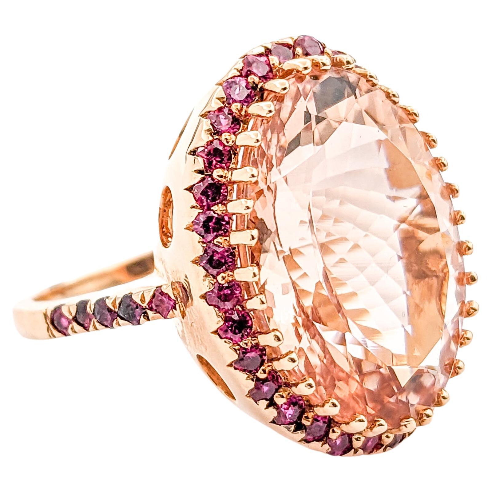 Fabulous Morganite & Ruby Cocktail Ring For Sale