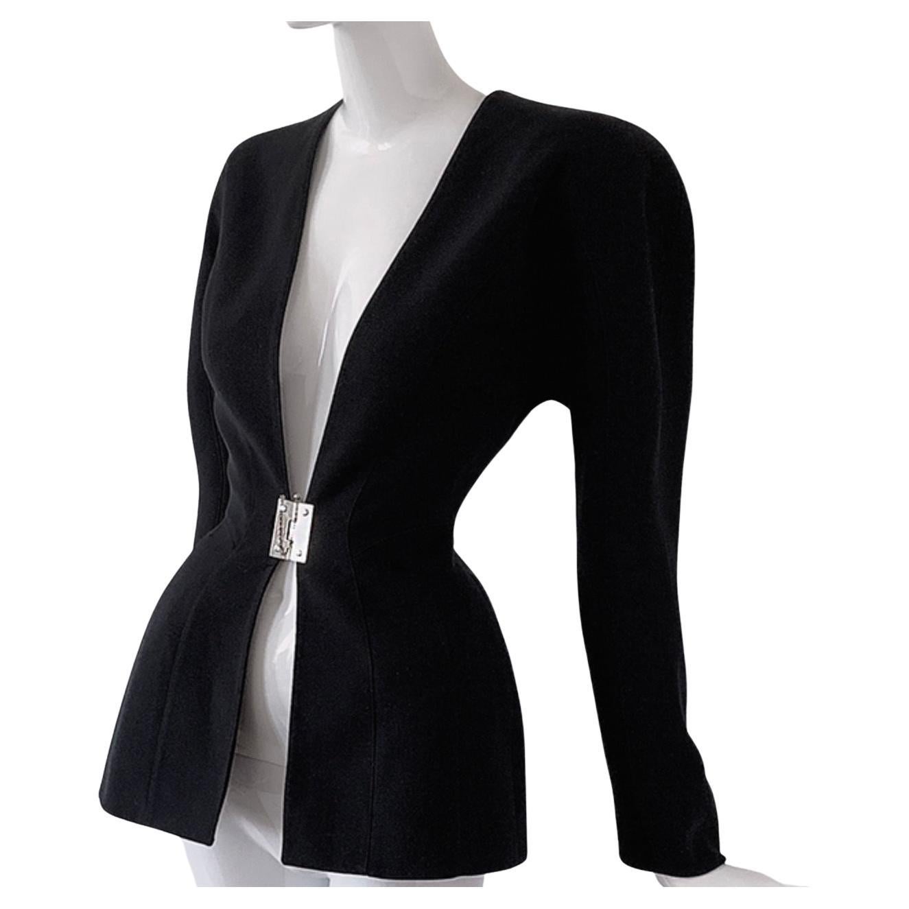 Fabulous MUGLER Blazer Padlock Jacket Black Silver Metal Lock