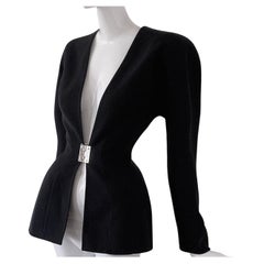 Fabulous MUGLER Blazer Padlock Jacket Black Silver Metal Lock
