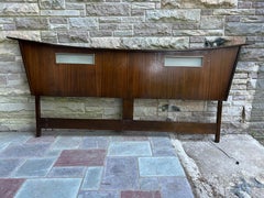Fabulous Nakashima Style Walnut King-Size Lighted Headboard Mid-Century Modern