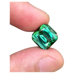 Fabulous Natural Bluish Green Tourmaline Gemstone 7.70 Carats Fancy Cushion Cut