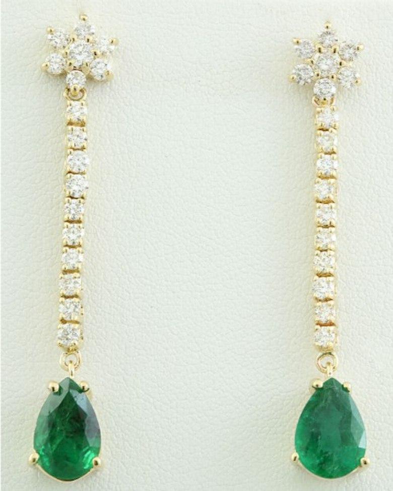 emerald drop earrings gold