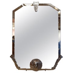 Fabulous Nickel-Plated French Art Deco Wall Mirror