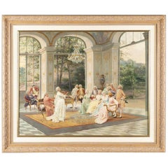 Fabulous Oil on Panel Depicting an Eighteenth Century Music Recital Alonso Perez