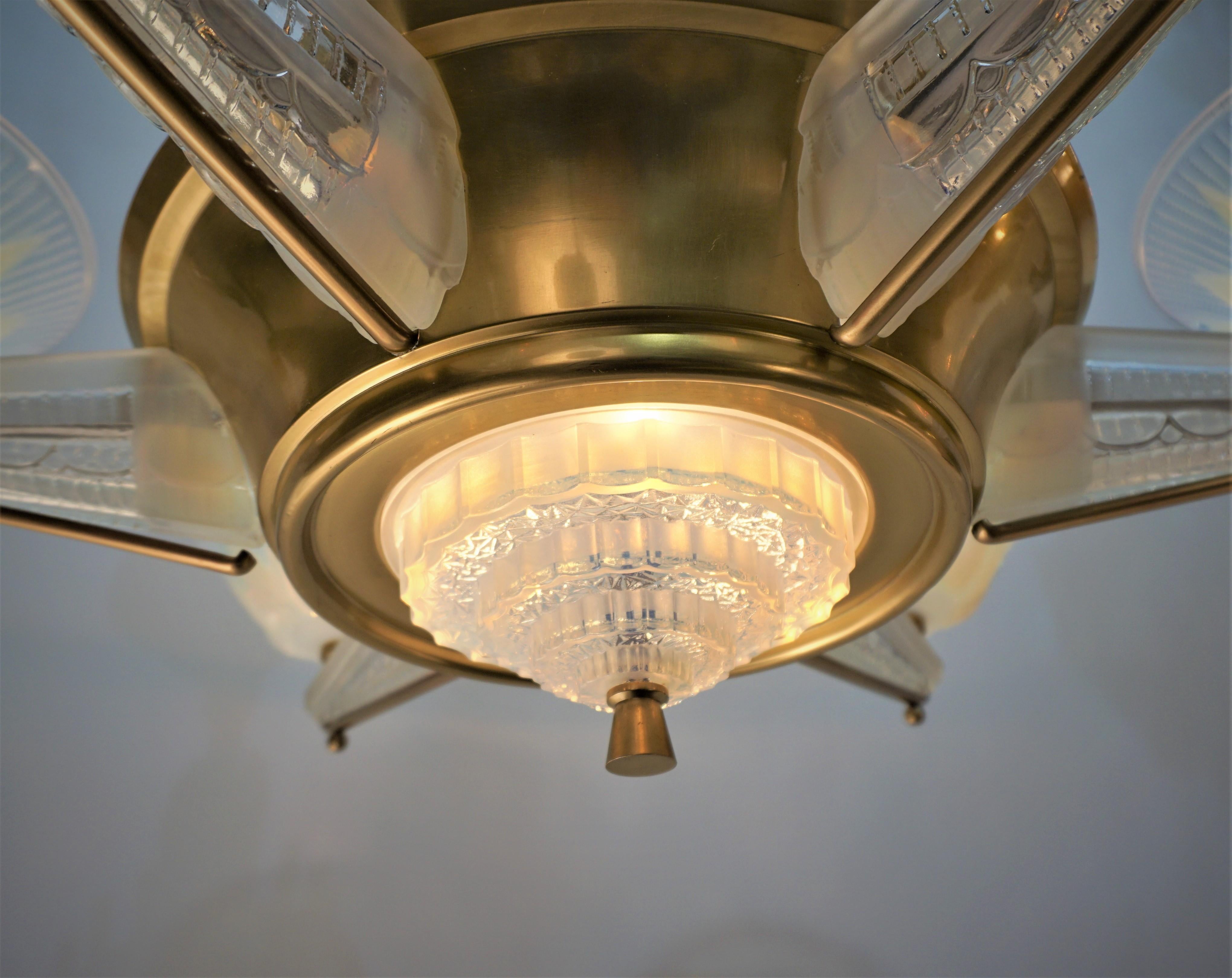 Fabulous Opaline Glass Art Deco Chandeliers by Atelier Petitot 4