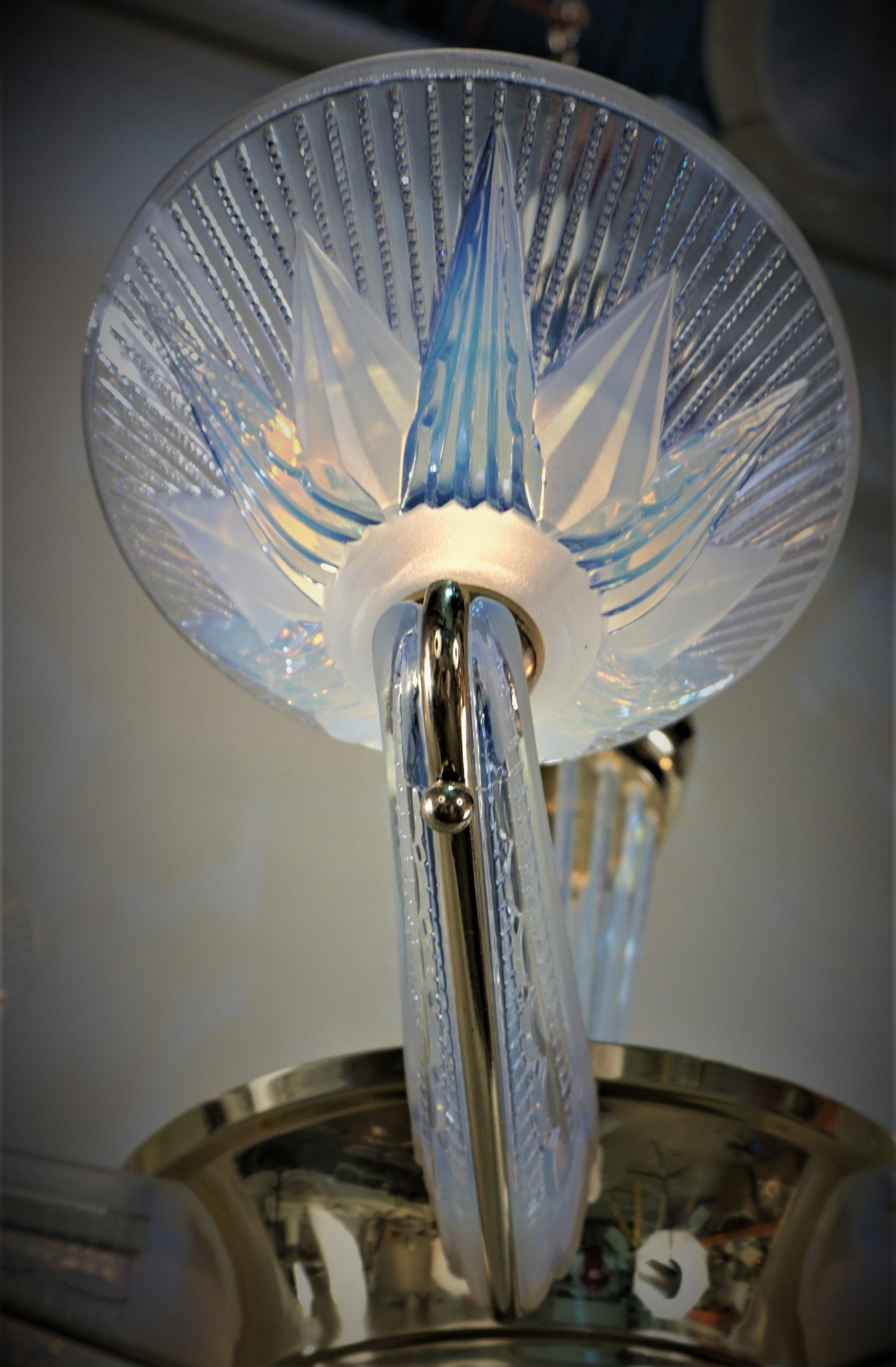 Fabulous Opaline Glass Art Deco Chandeliers by Atelier Petitot 1
