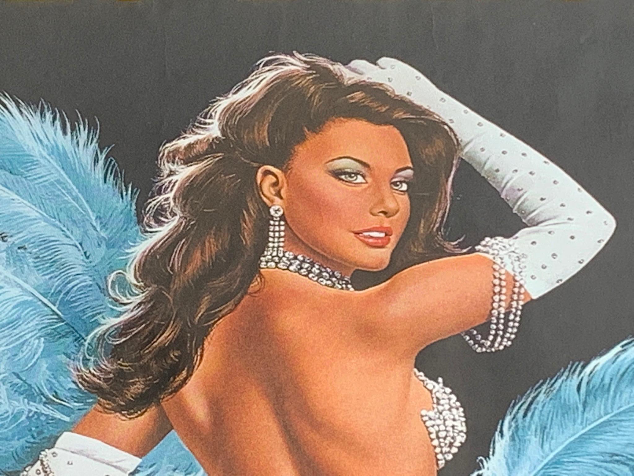 Mid-Century Modern Fabulous Original 1960s Large Folies Bergere Poster by Artist Alain Gourdon