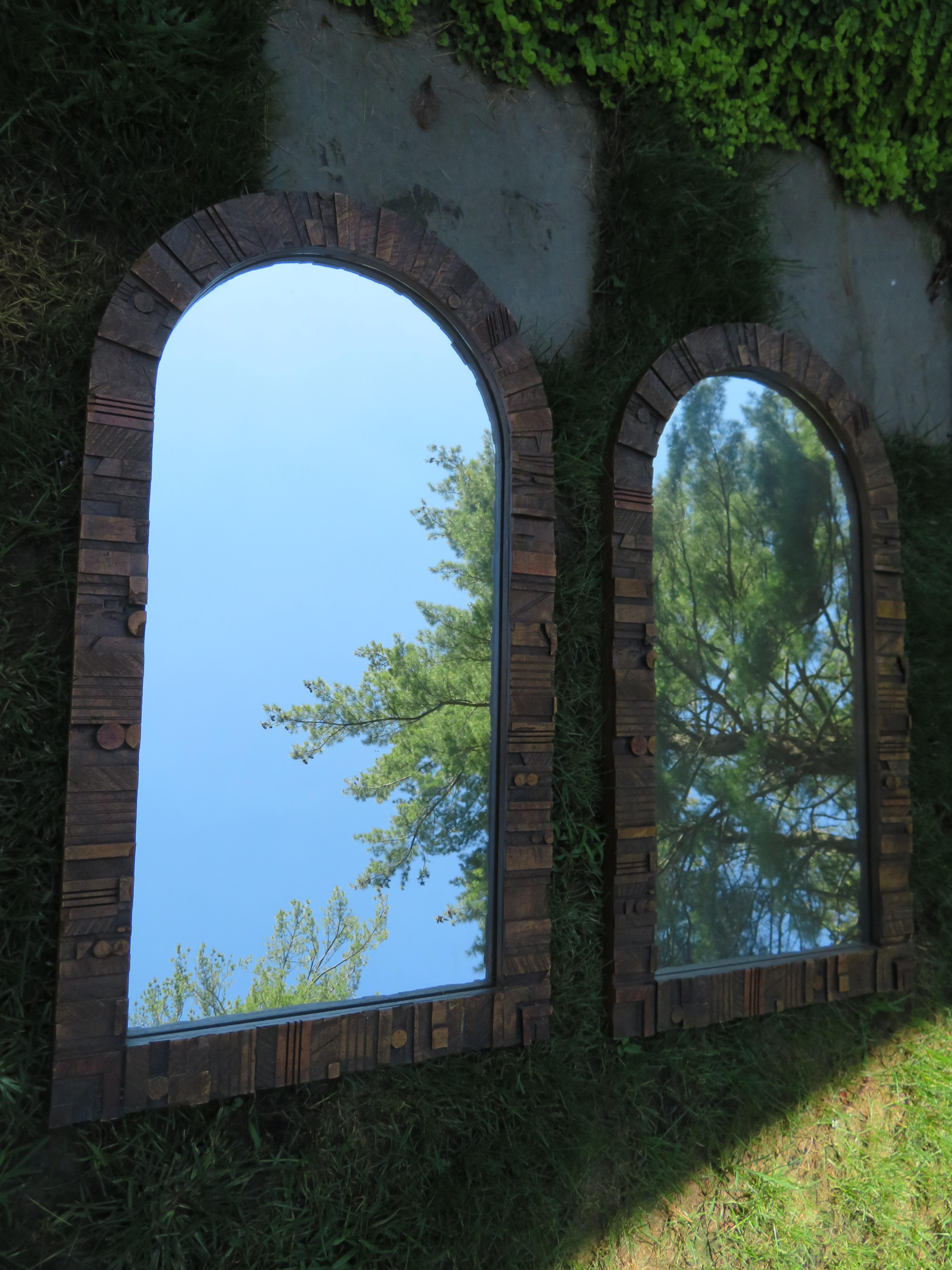 Fabulous Pair of Brutalist Arched Pueblo by Lane Mirrors Mid-Century Modern For Sale 1