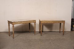 Fabulous Pair Italian Carved Console Tables w/Original Marble Tops, Early 20th C