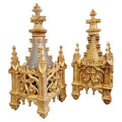 Fabulous Pair of 19th Century Huge Church Chapiteaux Decoration