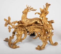 Fabulous Pair of 19th Century Louis XV Style D'ore Bronze Chenets