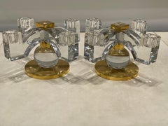 Favolosa coppia di candelabri in cristallo Baccarat, di Jacques Adnet, Francia, 1935