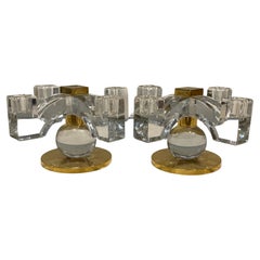 Retro Fabulous pair of Baccarat crystal candelabras, by Jacques Adnet, France, 1935