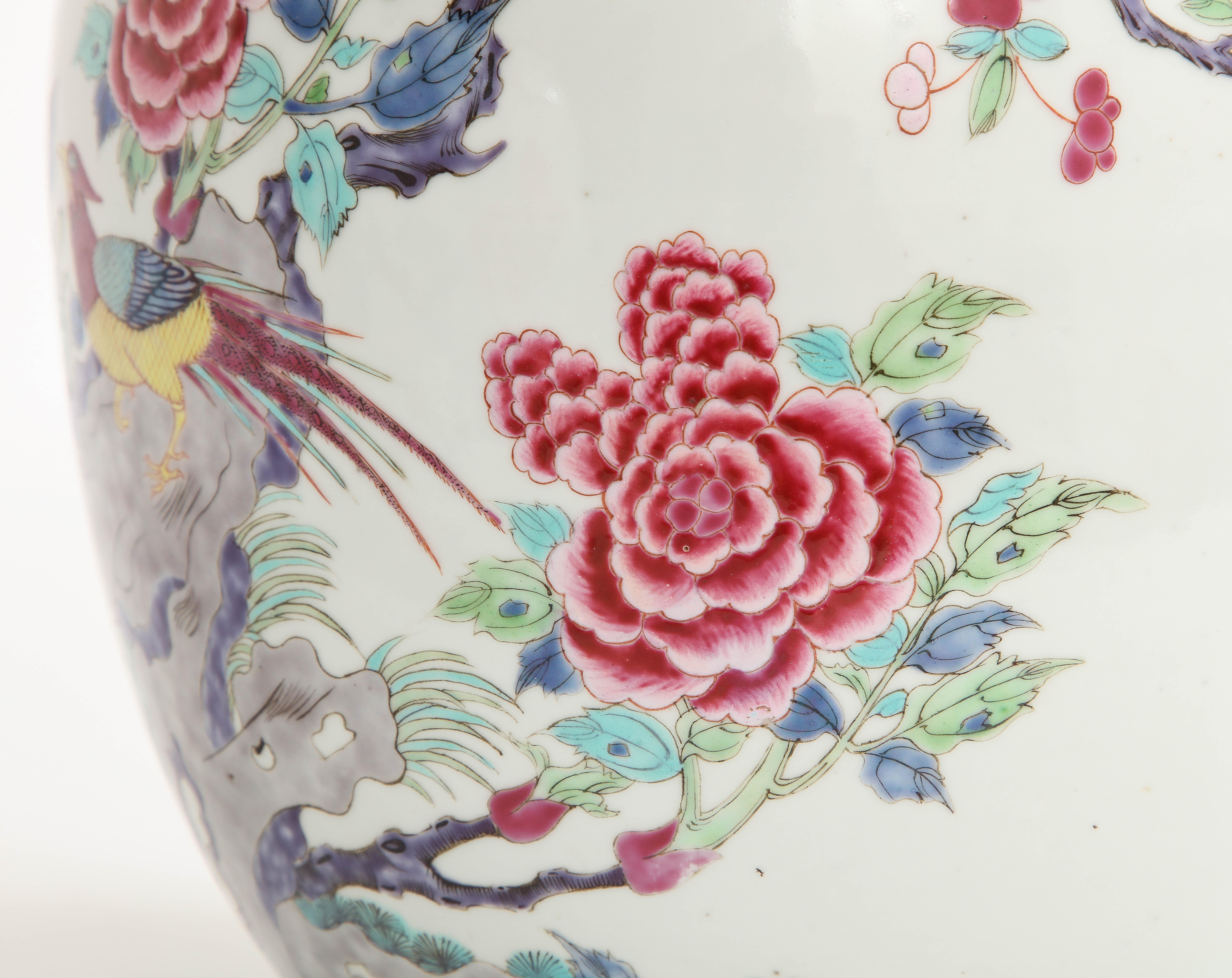Fabulous pair of Chinese Famille Rose Porcelain Ginger Jars, Early 1800s For Sale 8